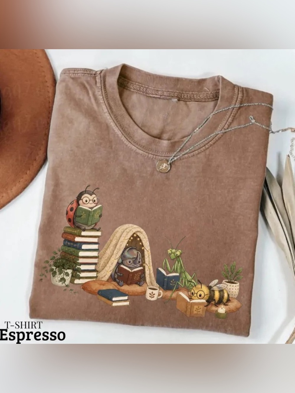 Comfort Reading Bugs Graphic Tee, Vintage Retro Style, Cute Insect Print